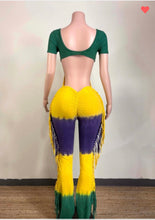 Load image into Gallery viewer, Mardi Gras TYE DYE Jumpsuit 💚💜💛
