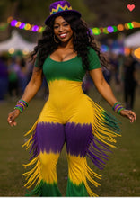 Load image into Gallery viewer, Mardi Gras TYE DYE Jumpsuit 💚💜💛
