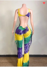 Load image into Gallery viewer, Mardi Gras Swirl Jumpsuit 💚💛💜
