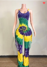 Load image into Gallery viewer, Mardi Gras Swirl Jumpsuit 💚💛💜
